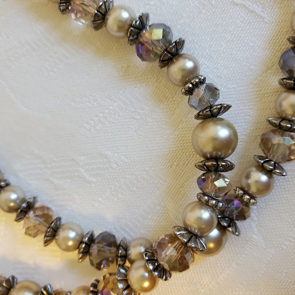 Faux Pearl and Crystal Necklace
